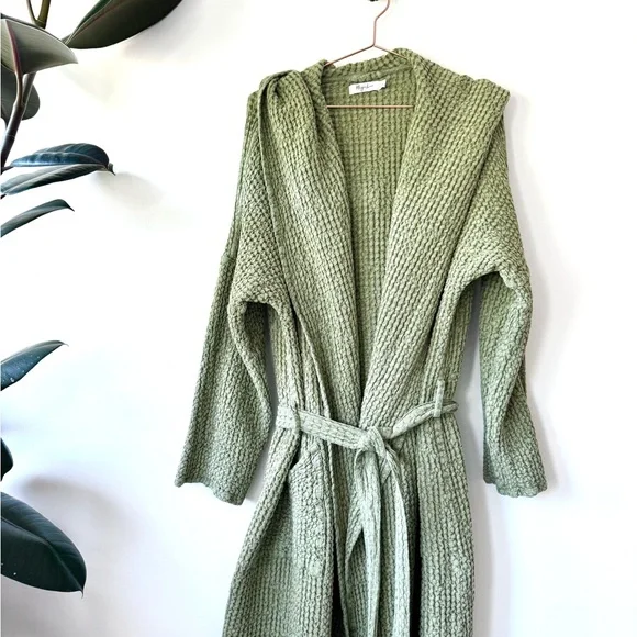 Forest Linen Like-New Men’s Waffle Knit Robe L/XL - Picture 4 of 14